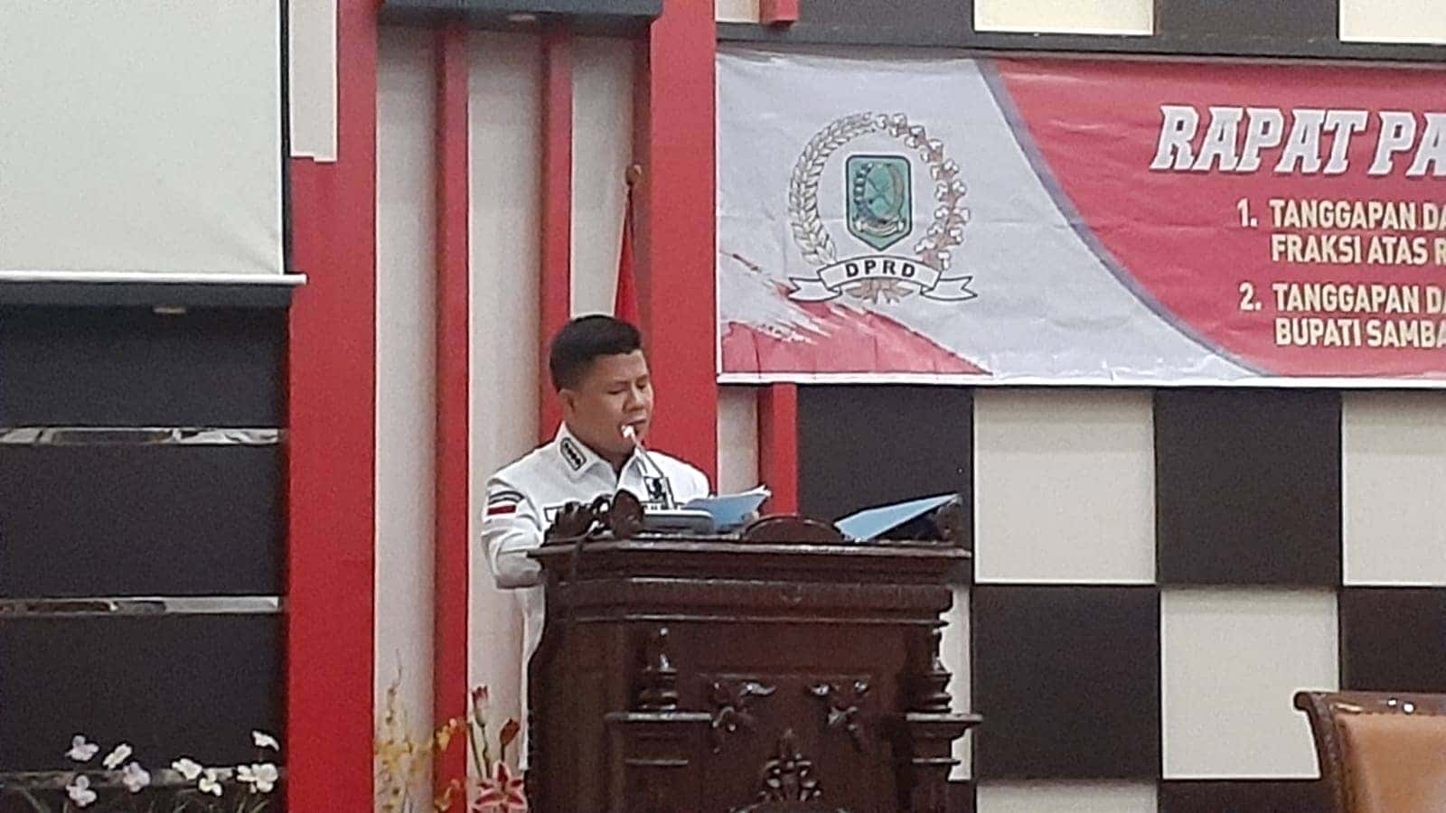 Paripurna DPRD Tanggapan Bupati Sambas Terkait Raperda Inisiatif DPRD