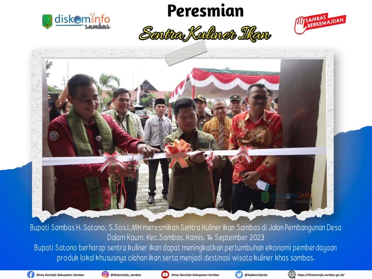 RESMIKAN SENKUL IKAN SAMBAS, BUPATI SATONO HARAP PRODUKSI IKAN SEMAKIN MENINGKAT